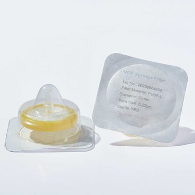 Sterile Hydrophilic PVDF Syringe Filters 0.22μM 33mm With Standard Luer Slip