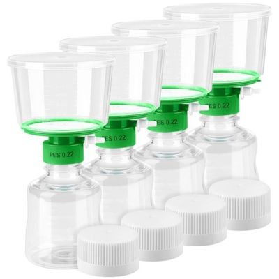 Disposable Sterile Vacuum Filter System, 500mL/500mL with PES 0.22μm/Filter Cup/Connector/Bottle/GL45 Neck