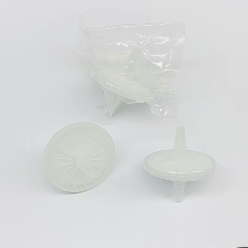 0.22µm 50mm PTFE Air Filter With Hose Barb Connectors For Inline Filtration