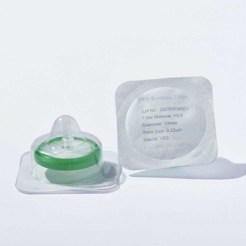 Disposable Sterile Syringe Filters For Cell Culture Medium With 0.22 Μm PES Membrane Φ33mm Individually Pack